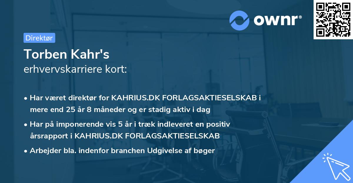 Torben Kahr's erhvervskarriere kort