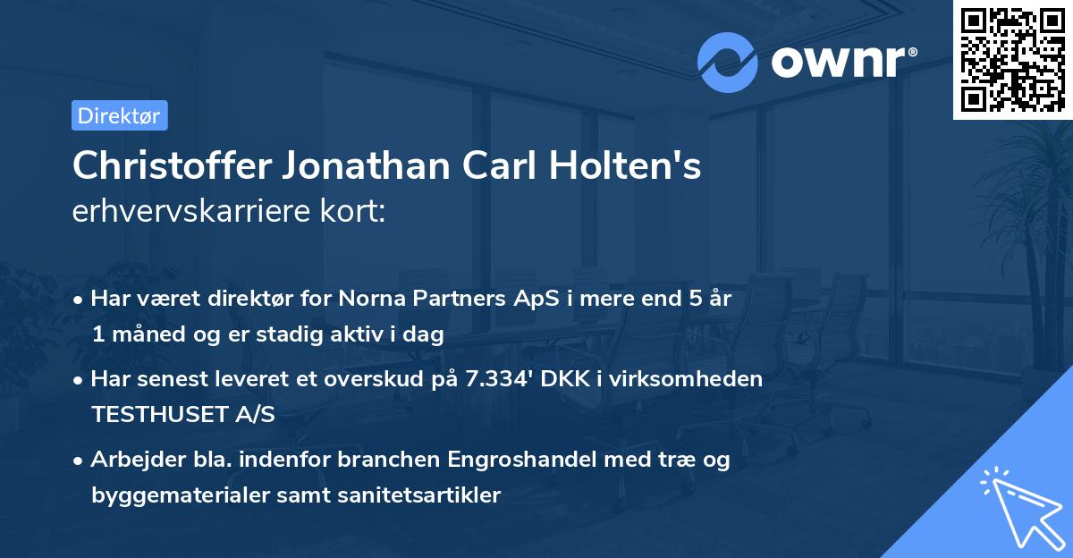 Christoffer Jonathan Carl Holten's erhvervskarriere kort