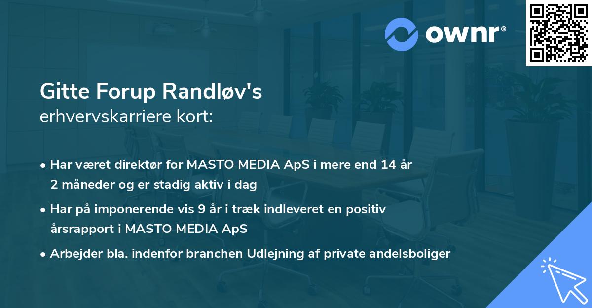 Gitte Forup Randløv's erhvervskarriere kort