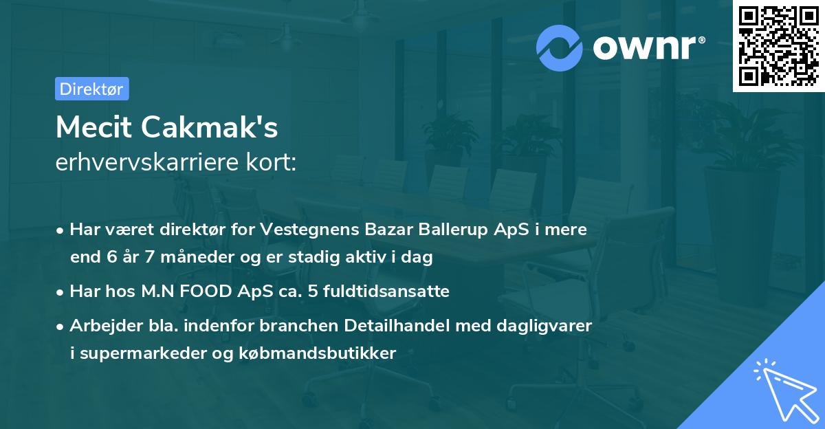 Mecit Cakmak's erhvervskarriere kort