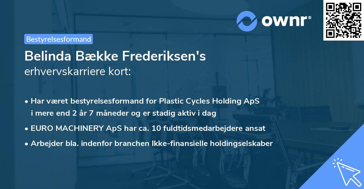 Belinda Bække Frederiksen's erhvervskarriere kort