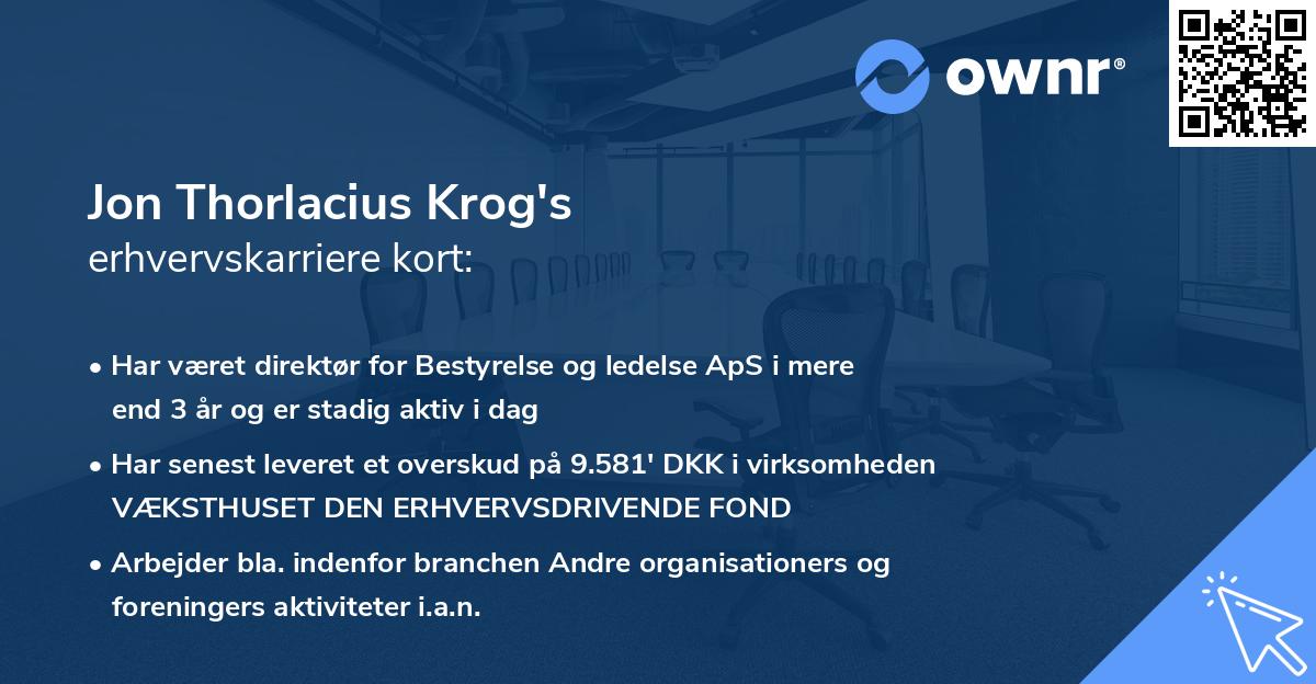 Jon Thorlacius Krog's erhvervskarriere kort