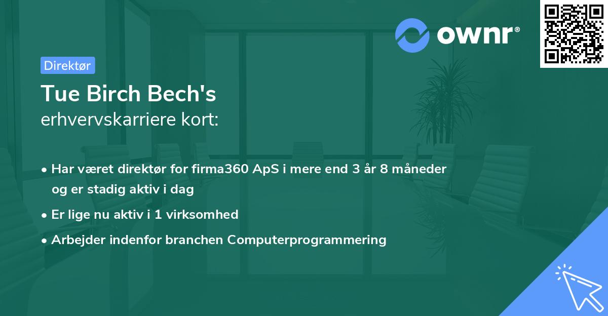 Tue Birch Bech's erhvervskarriere kort