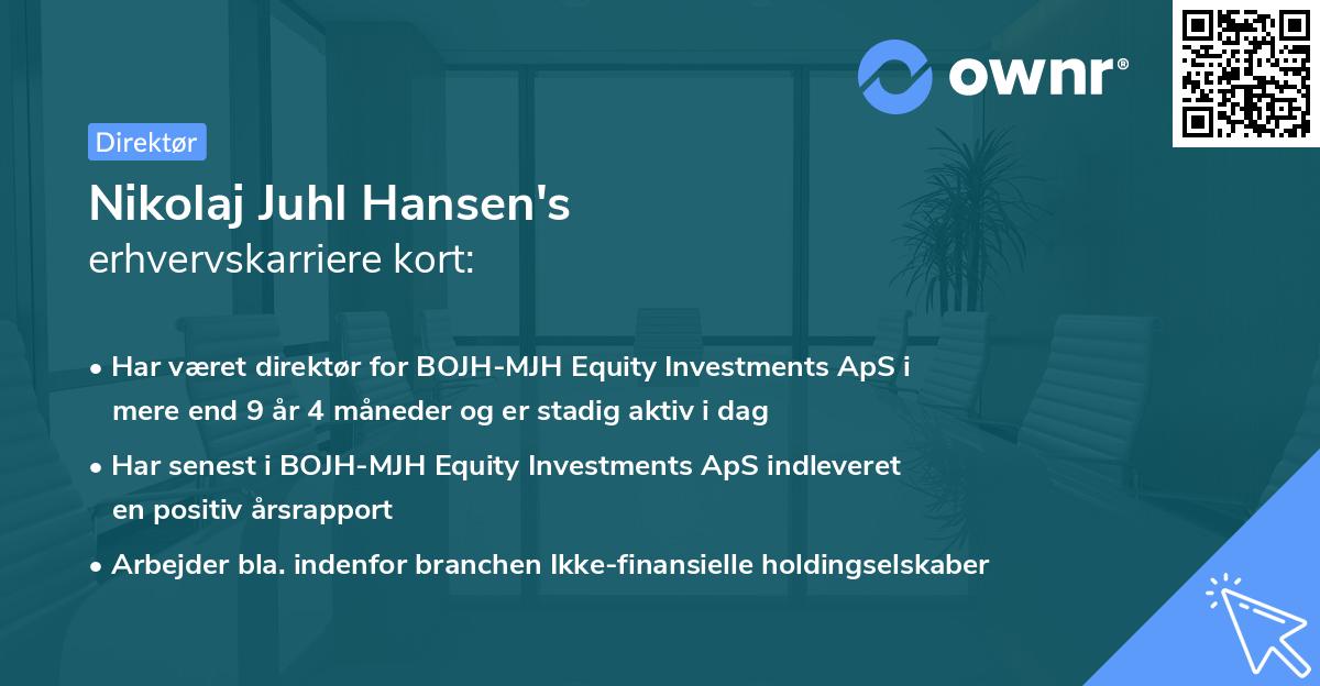 Nikolaj Juhl Hansen's erhvervskarriere kort