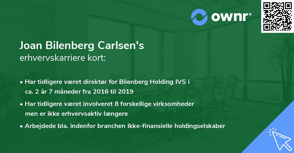 Joan Bilenberg Carlsen's erhvervskarriere kort
