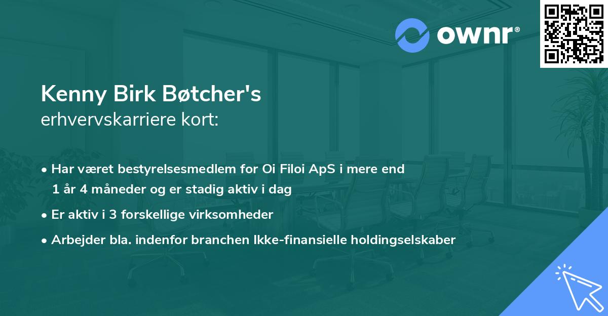 Kenny Birk Bøtcher's erhvervskarriere kort