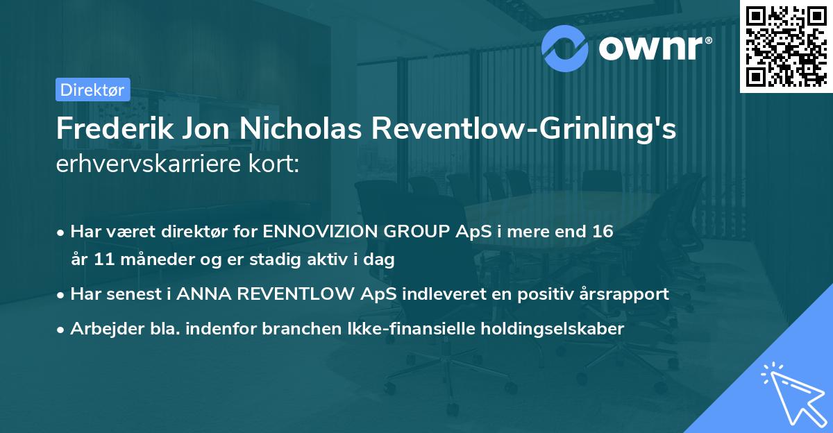 Frederik Jon Nicholas Reventlow-Grinling's erhvervskarriere kort