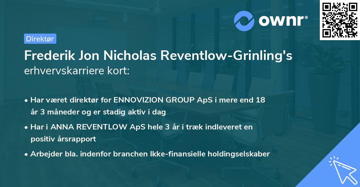 Frederik Jon Nicholas Reventlow-Grinling's erhvervskarriere kort