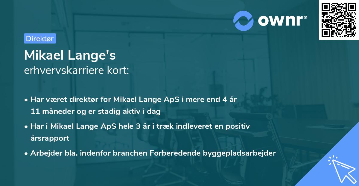 Mikael Lange's erhvervskarriere kort