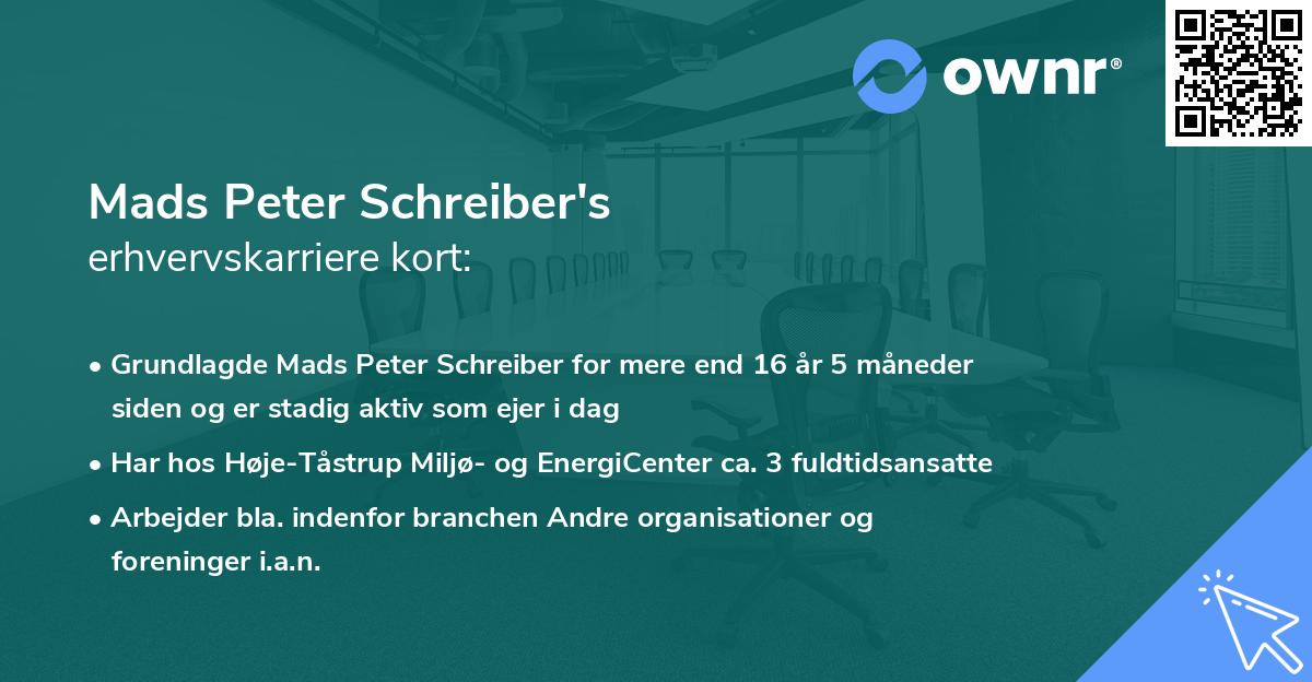 Mads Peter Schreiber's erhvervskarriere kort