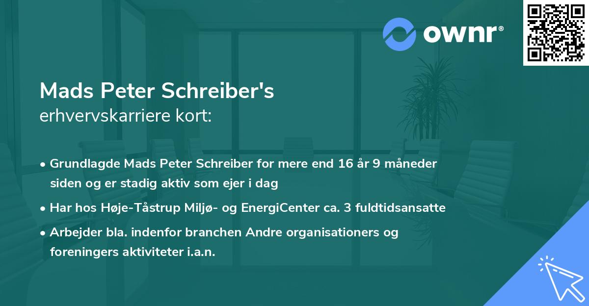 Mads Peter Schreiber's erhvervskarriere kort