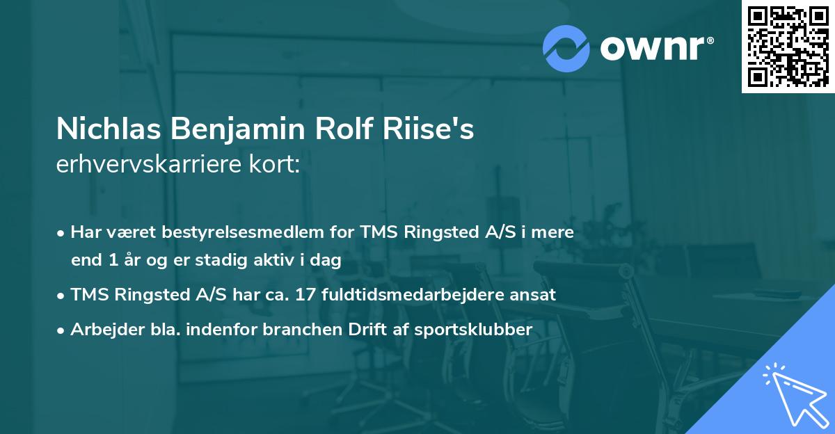 Nichlas Benjamin Rolf Riise's erhvervskarriere kort