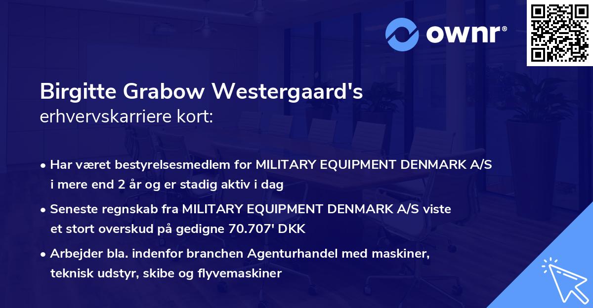 Birgitte Grabow Westergaard's erhvervskarriere kort