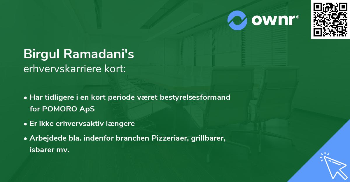 Birgul Ramadani's erhvervskarriere kort