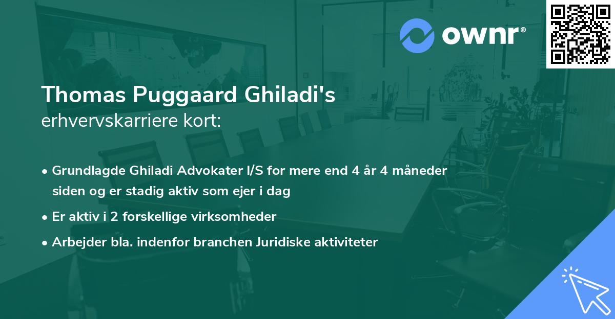 Thomas Puggaard Ghiladi's erhvervskarriere kort