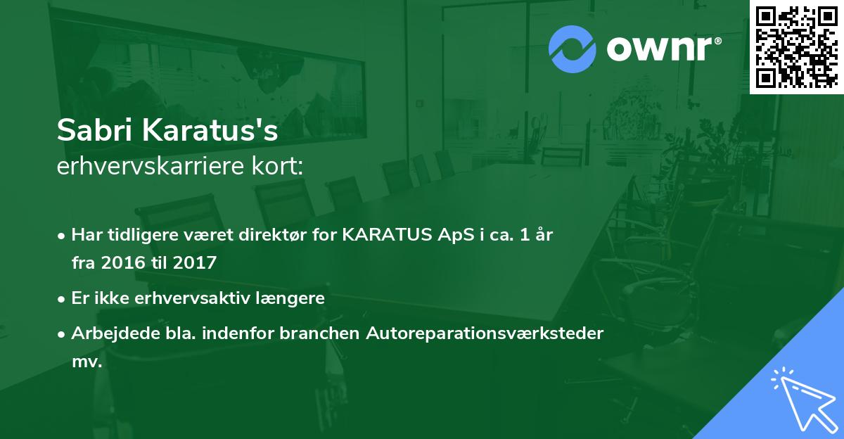 Sabri Karatus's erhvervskarriere kort