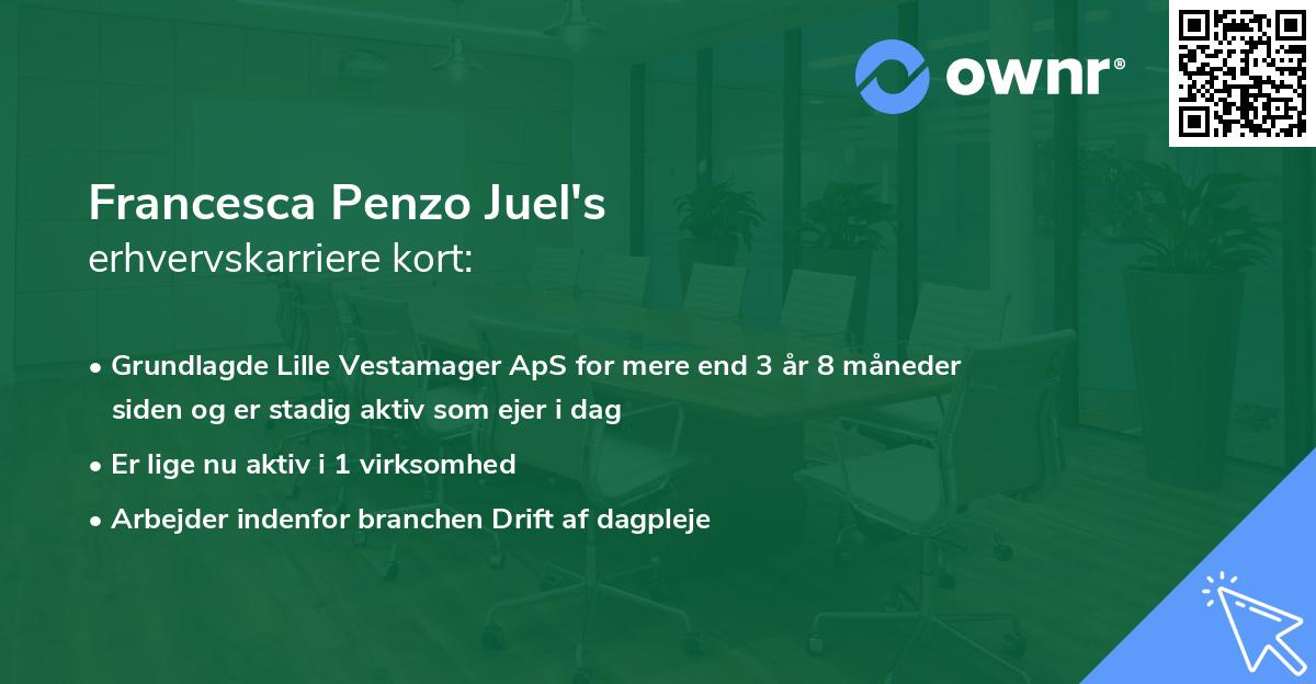 Francesca Penzo Juel's erhvervskarriere kort