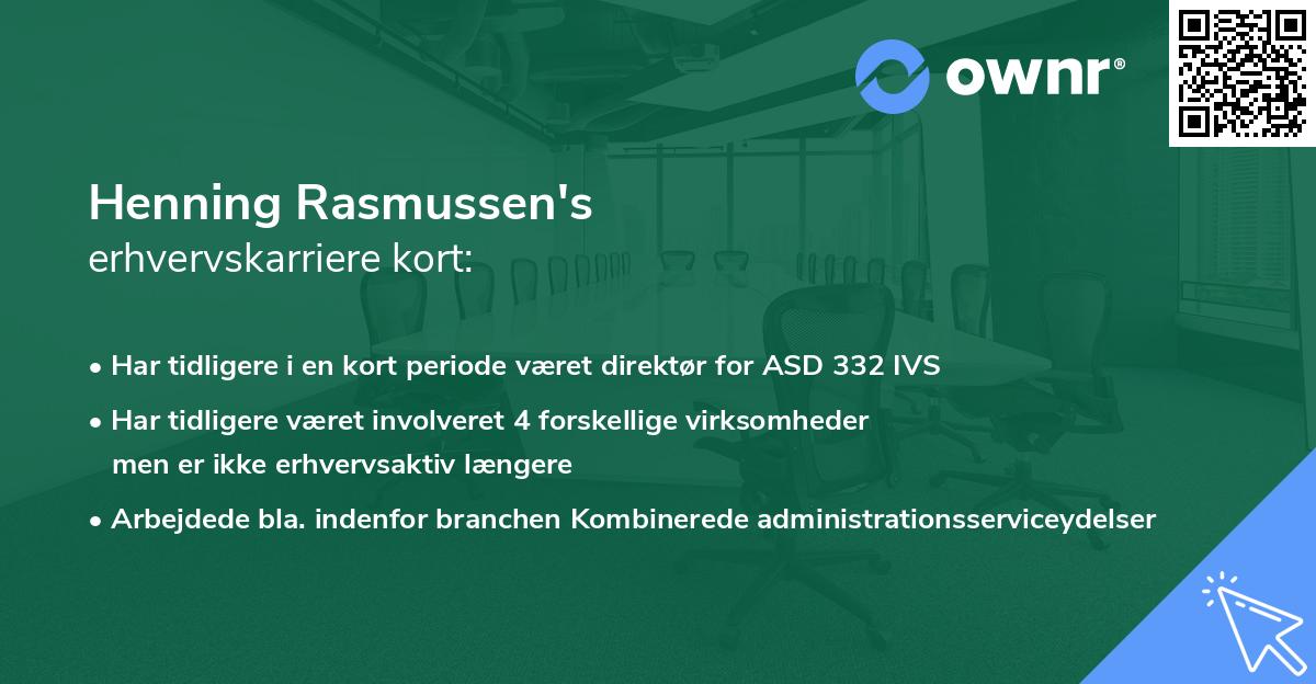 Henning Rasmussen's erhvervskarriere kort