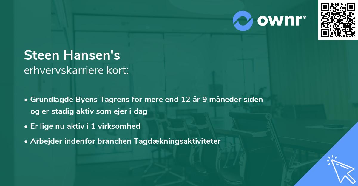Steen Hansen's erhvervskarriere kort