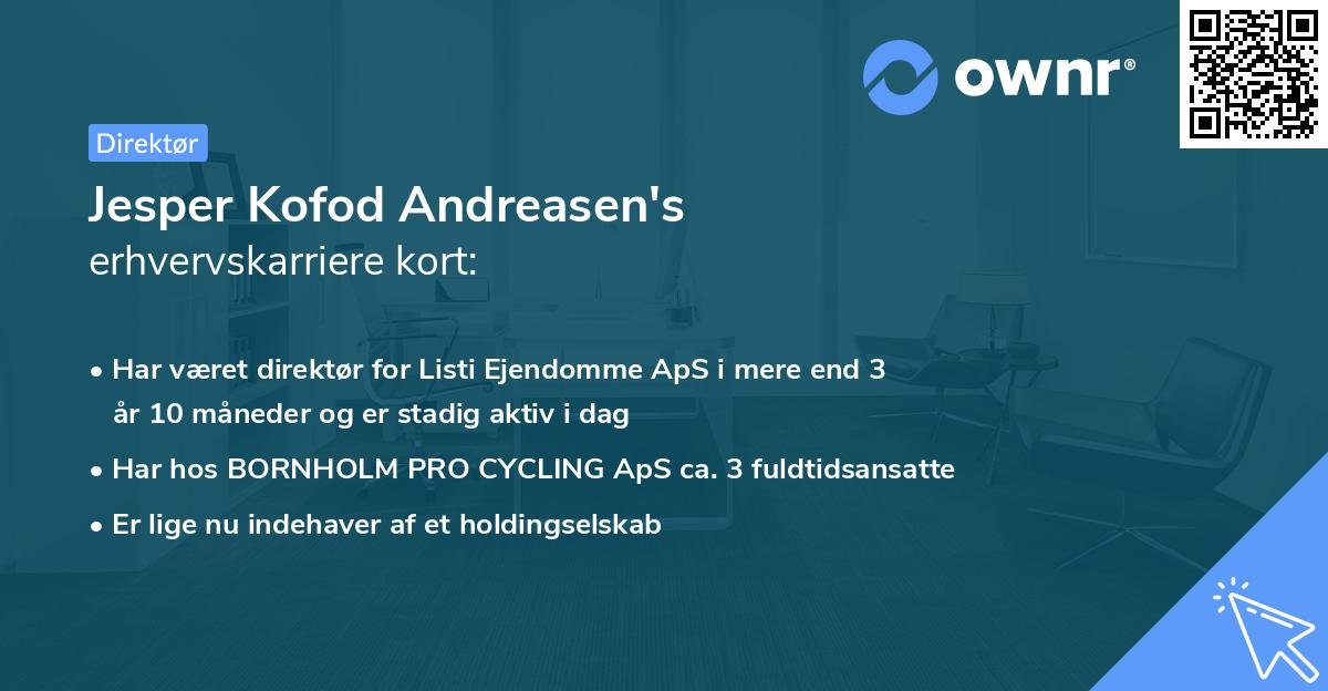 Jesper Kofod Andreasen's erhvervskarriere kort