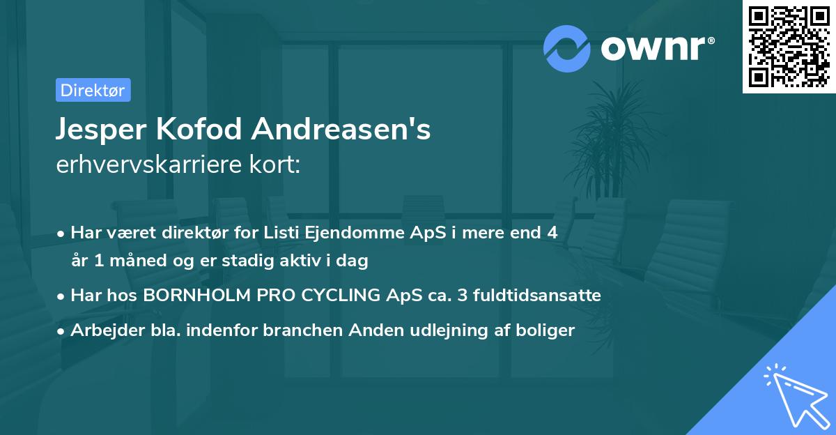 Jesper Kofod Andreasen's erhvervskarriere kort