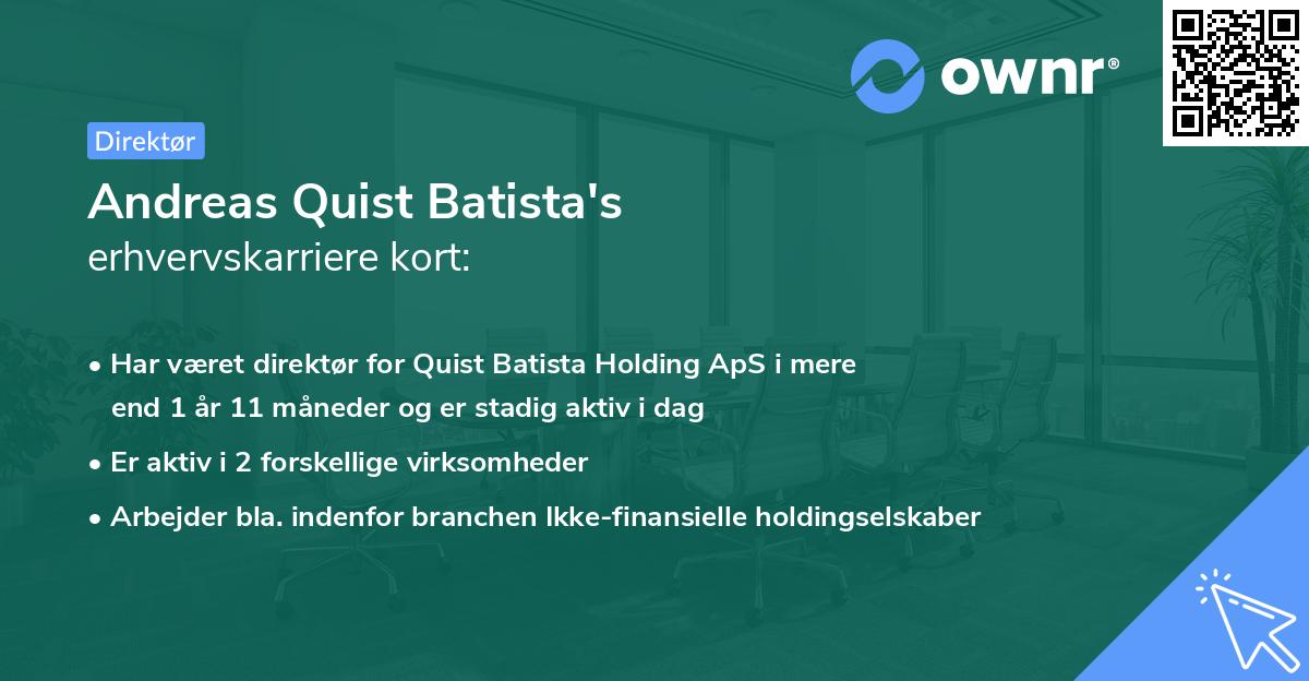 Andreas Quist Batista's erhvervskarriere kort