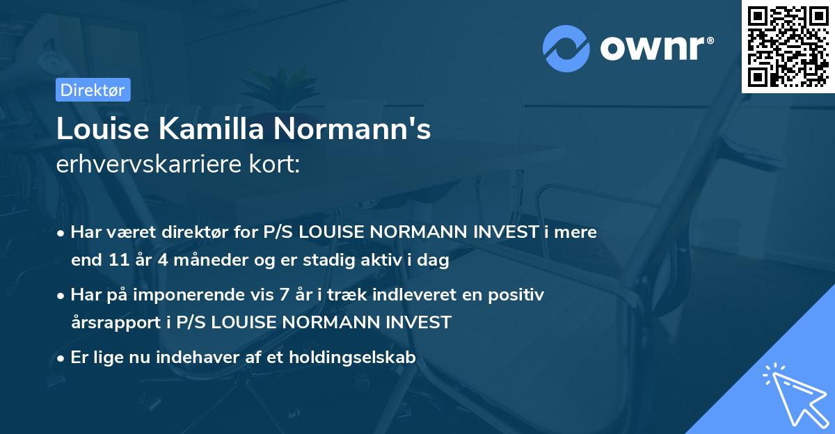 Louise Kamilla Normann's erhvervskarriere kort