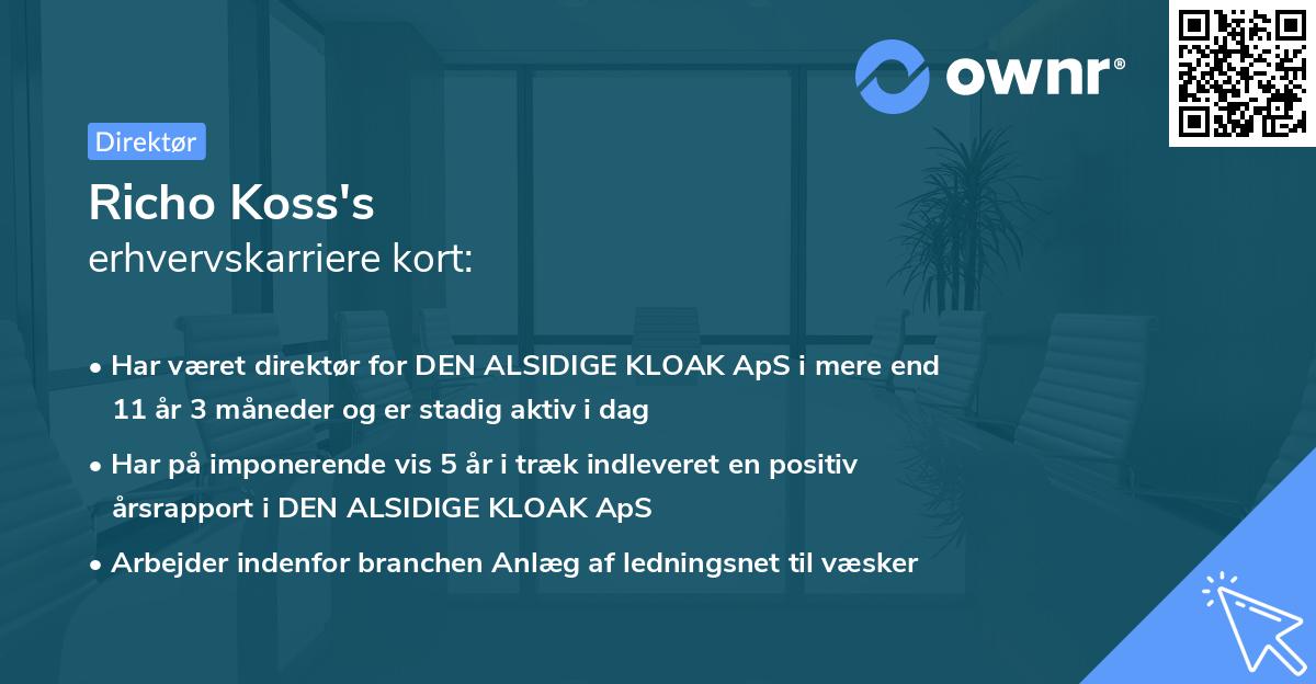 Richo Koss's erhvervskarriere kort