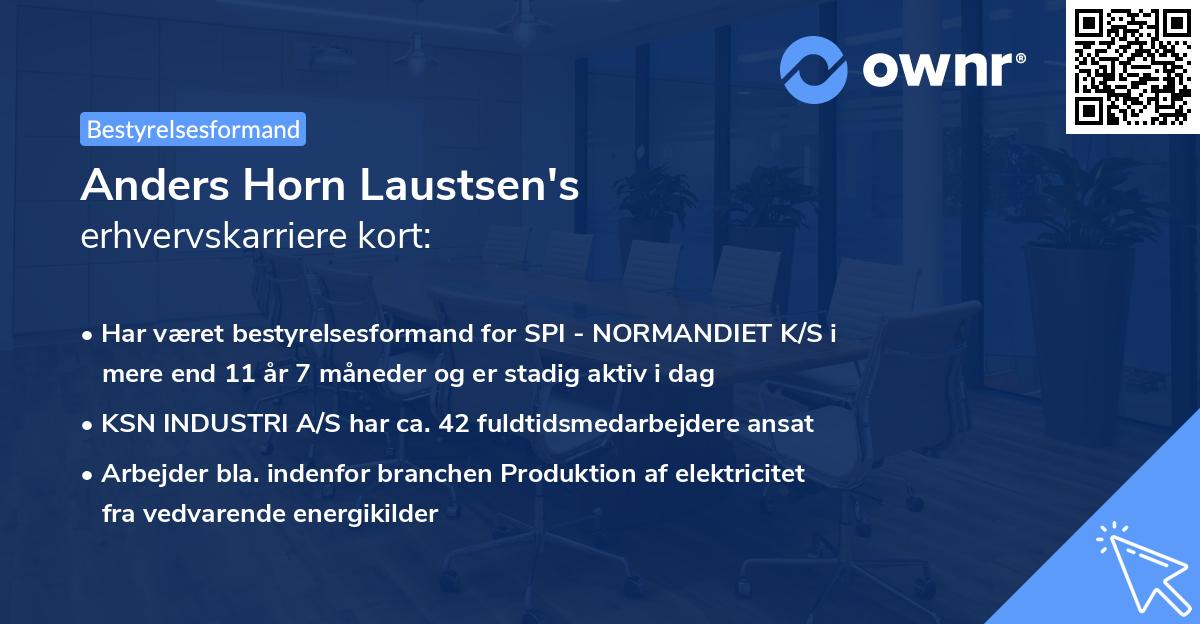 Anders Horn Laustsen's erhvervskarriere kort