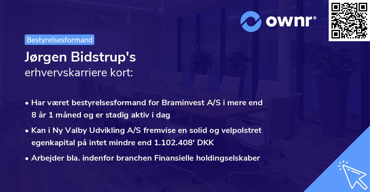 Jørgen Bidstrup's erhvervskarriere kort