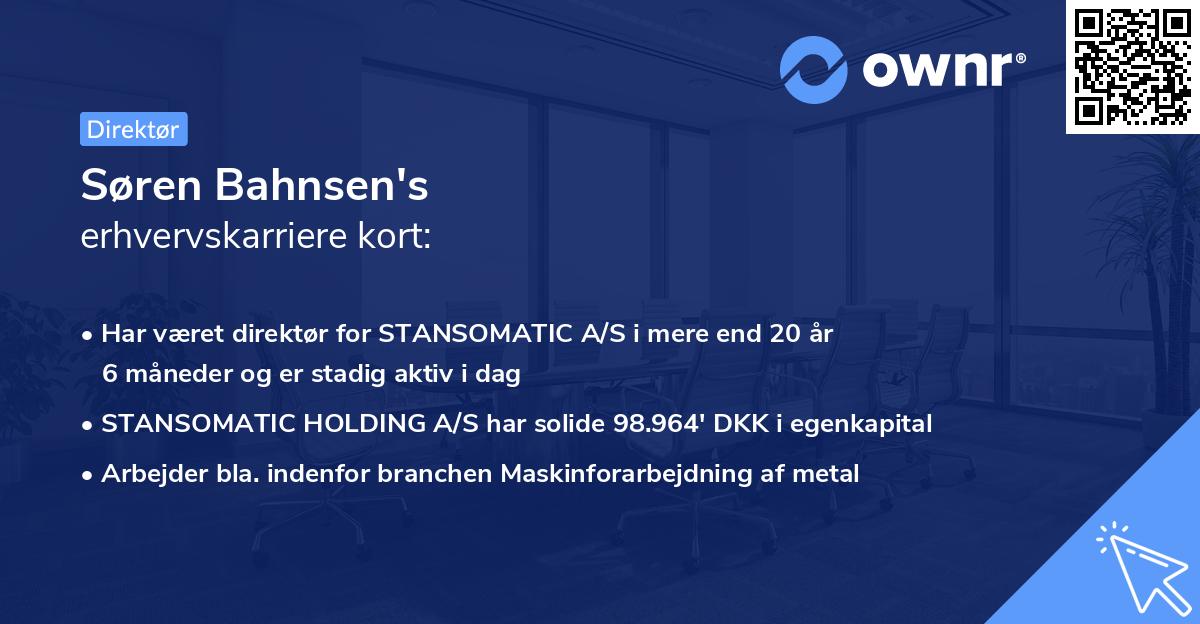 Søren Bahnsen's erhvervskarriere kort