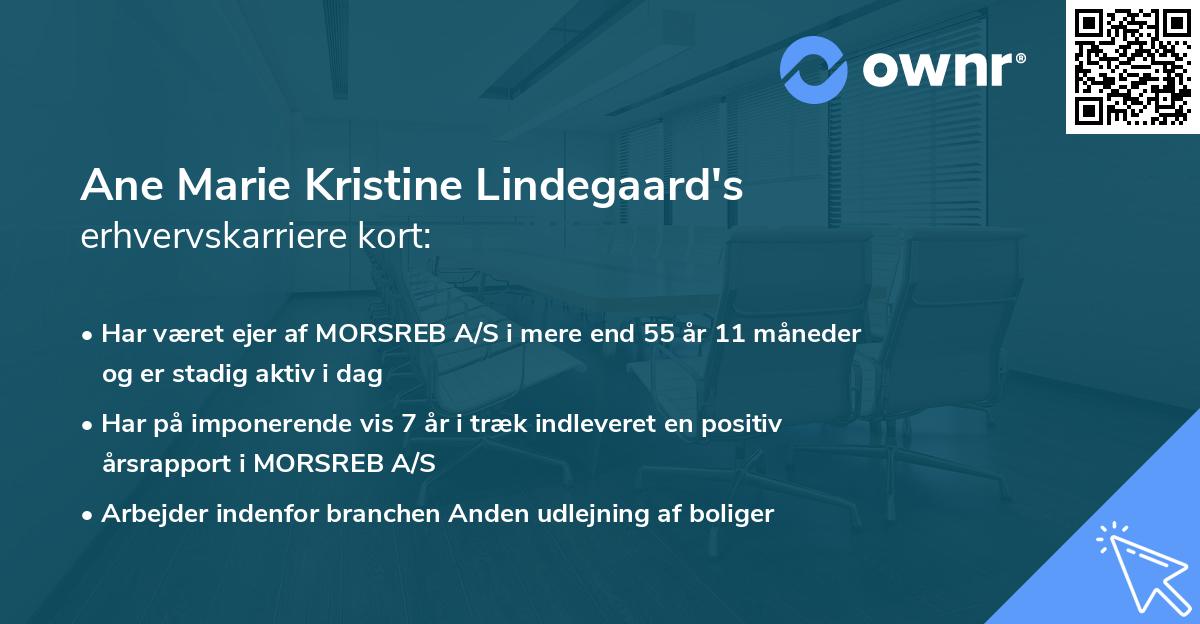 Ane Marie Kristine Lindegaard's erhvervskarriere kort