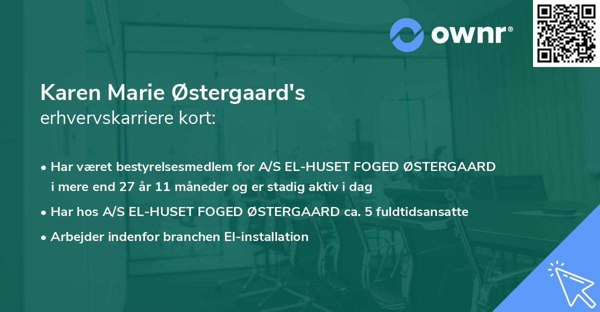Karen Marie Østergaard's erhvervskarriere kort