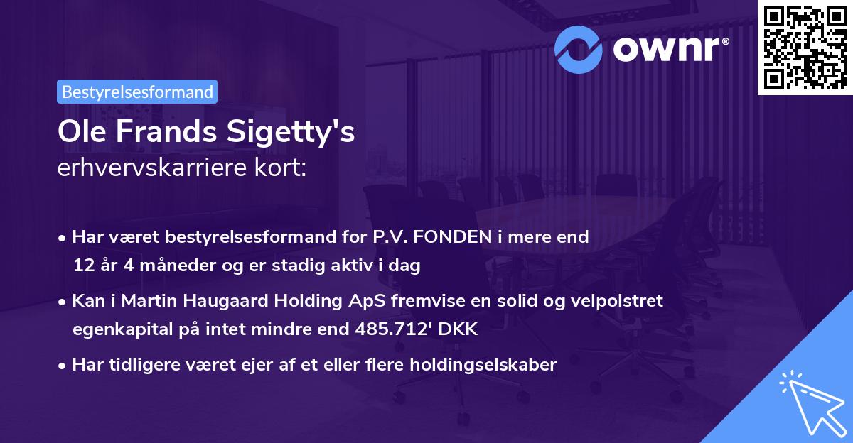 Ole Frands Sigetty's erhvervskarriere kort