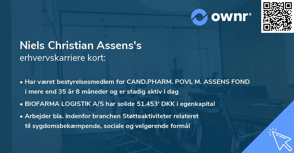 Niels Christian Assens's erhvervskarriere kort
