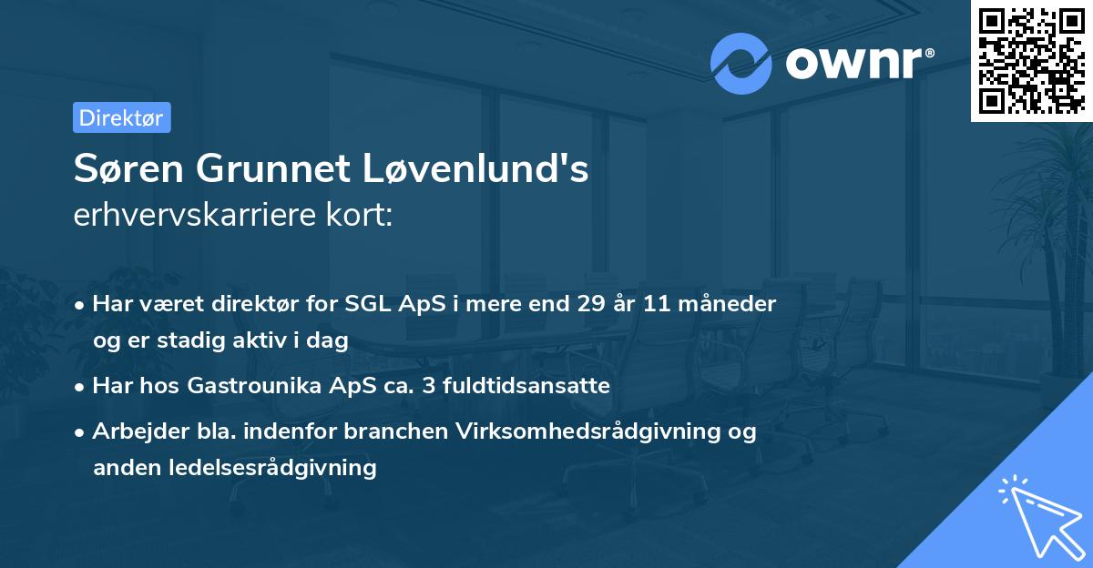 Søren Grunnet Løvenlund's erhvervskarriere kort