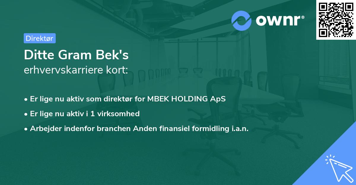 Ditte Gram Bek's erhvervskarriere kort