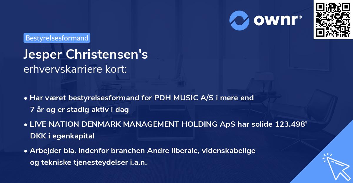 Jesper Christensen's erhvervskarriere kort