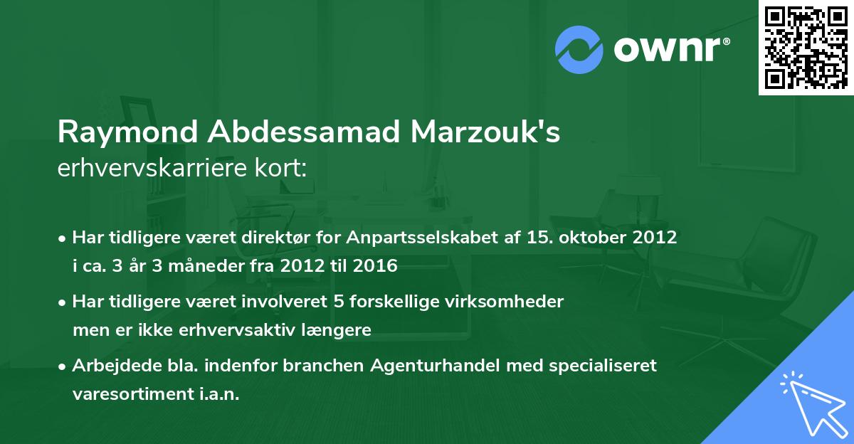 Raymond Abdessamad Marzouk's erhvervskarriere kort