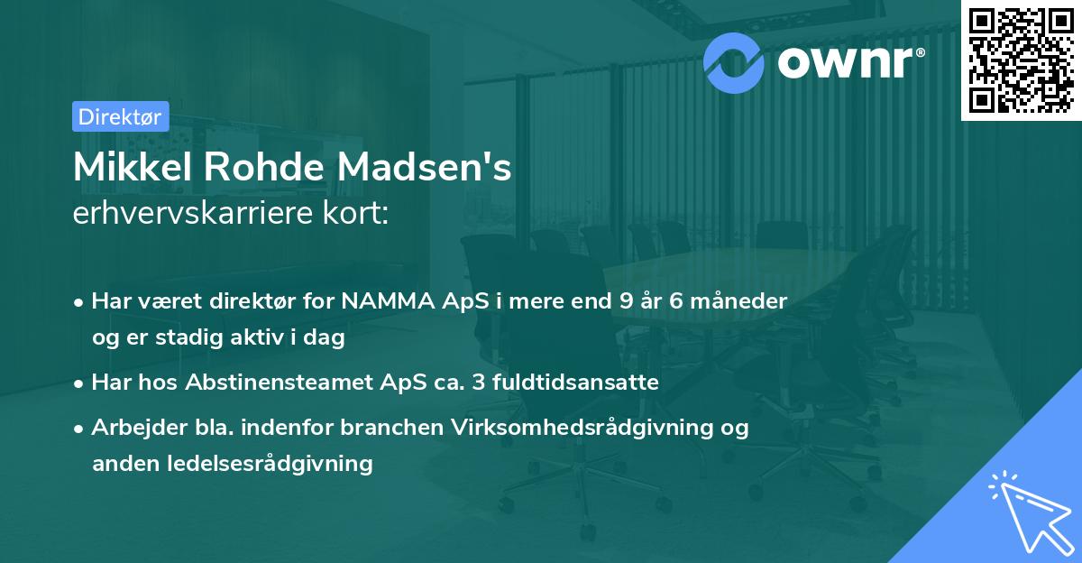 Mikkel Rohde Madsen's erhvervskarriere kort