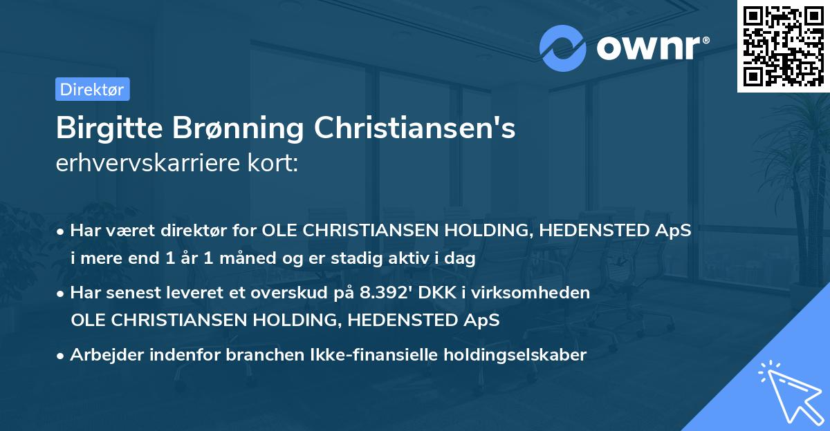 Birgitte Brønning Christiansen's erhvervskarriere kort