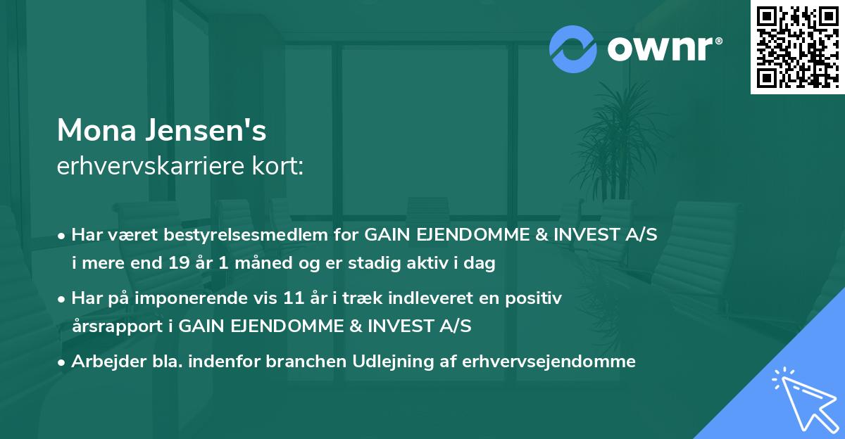 Mona Jensen's erhvervskarriere kort
