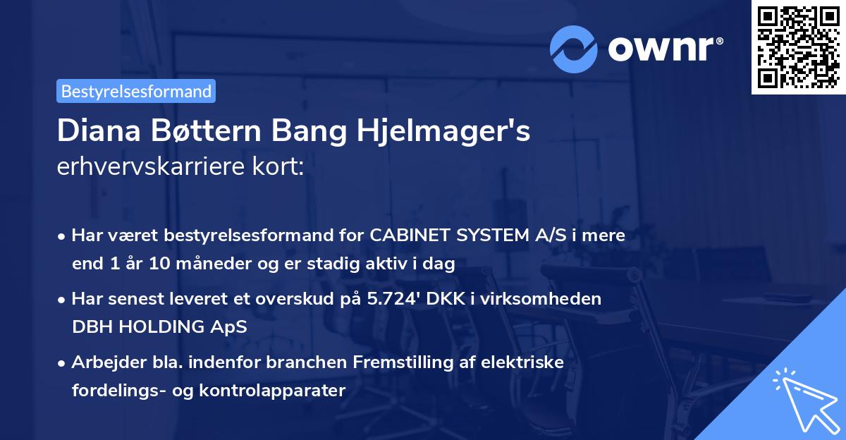 Diana Bøttern Bang Hjelmager's erhvervskarriere kort