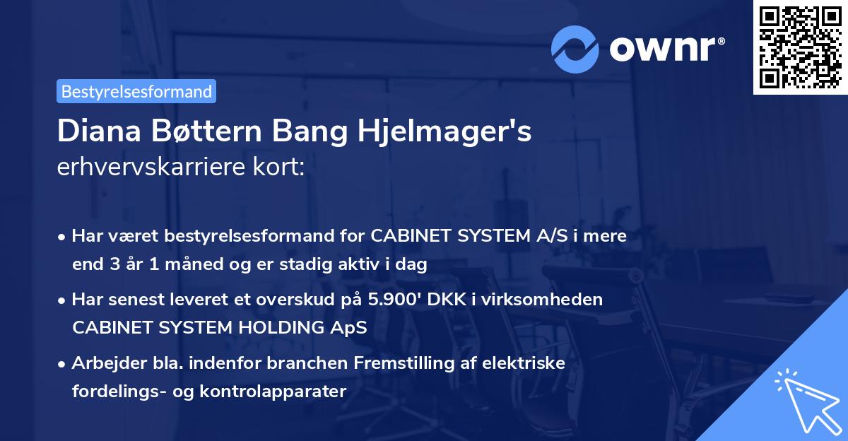 Diana Bøttern Bang Hjelmager's erhvervskarriere kort