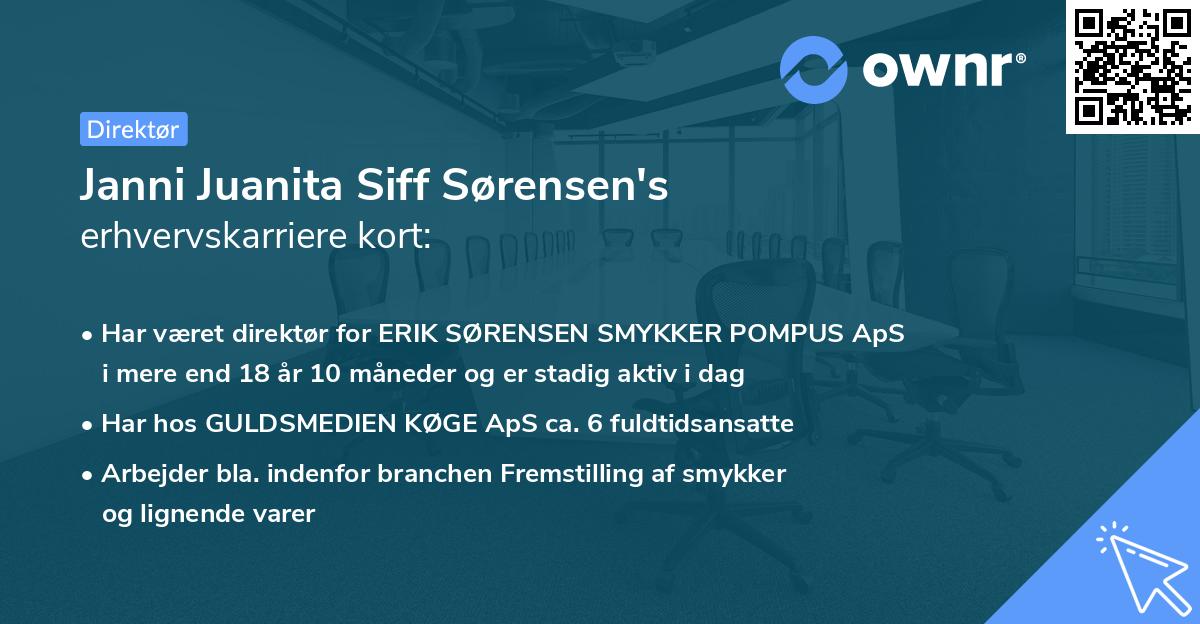 Janni Juanita Siff Sørensen's erhvervskarriere kort