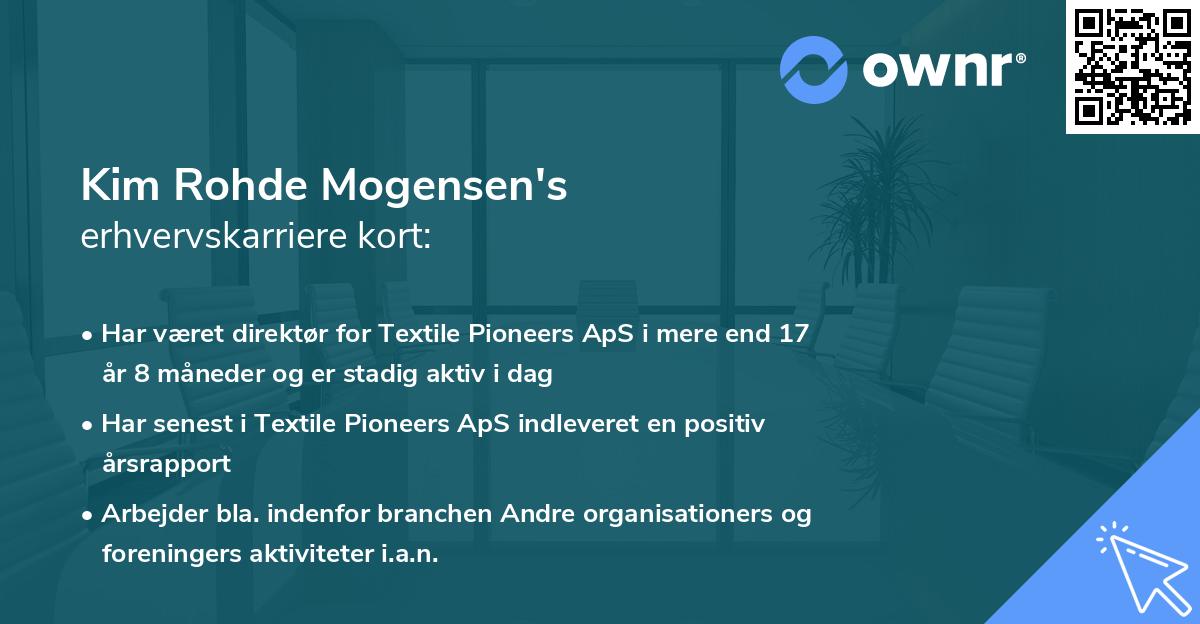 Kim Rohde Mogensen's erhvervskarriere kort