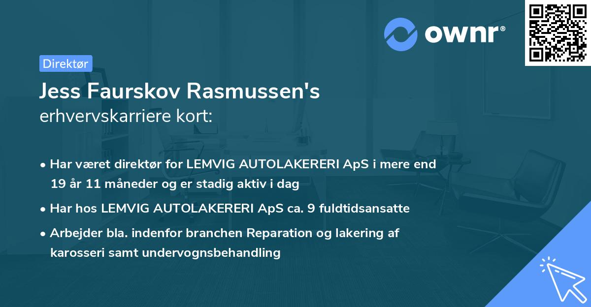 Jess Faurskov Rasmussen's erhvervskarriere kort