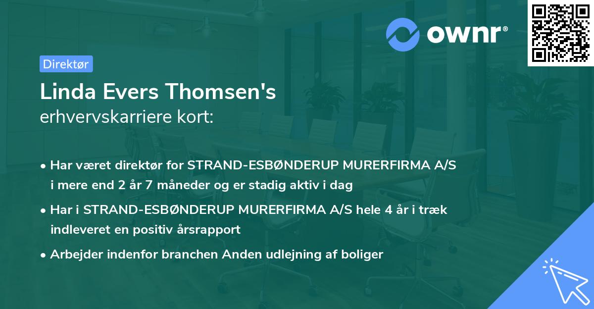 Linda Evers Thomsen's erhvervskarriere kort