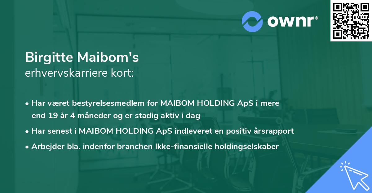Birgitte Maibom's erhvervskarriere kort