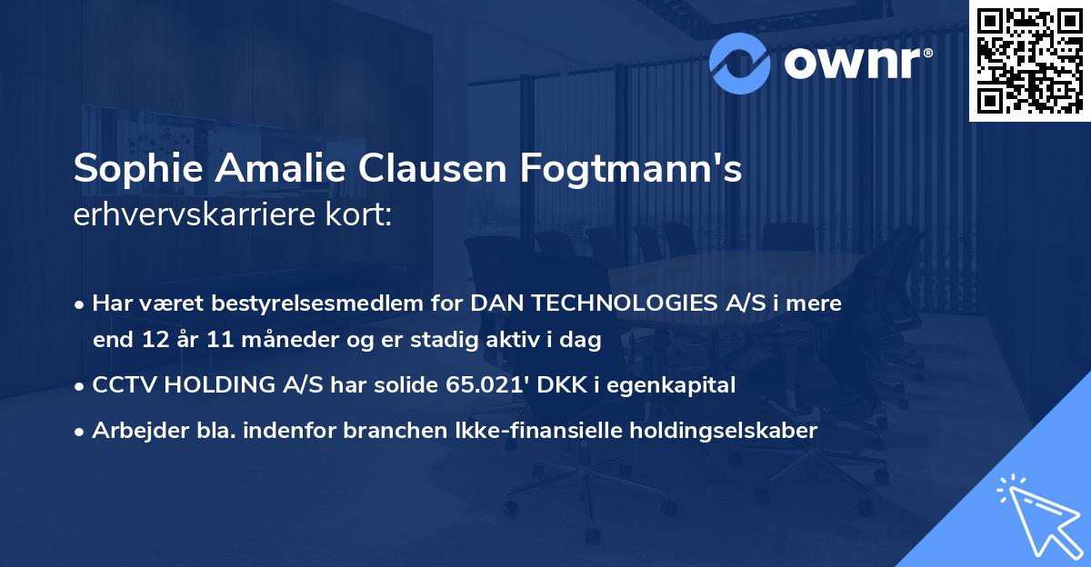 Sophie Amalie Clausen Fogtmann's erhvervskarriere kort